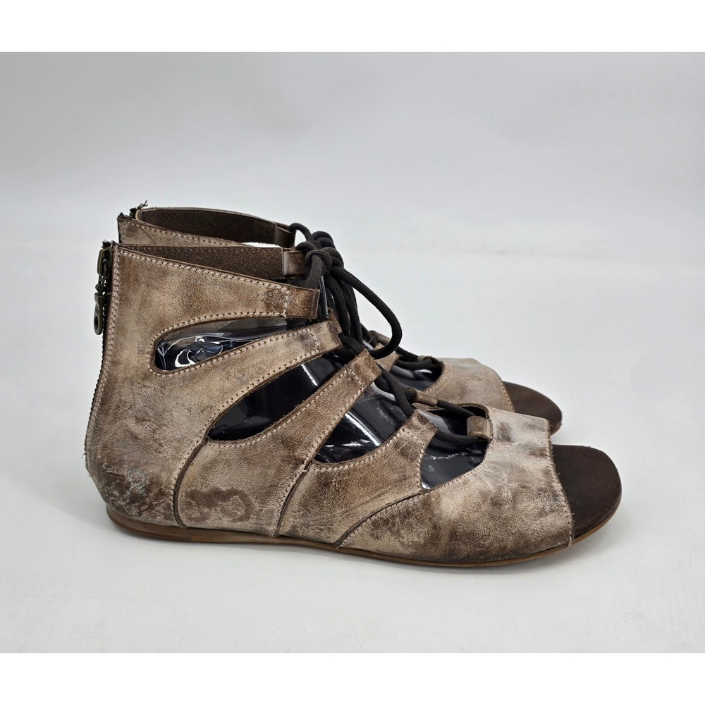 ROAN by Bed Stu Winnie Epica Taupe Leather Gladiator Lace Up Sandals 10 Boho